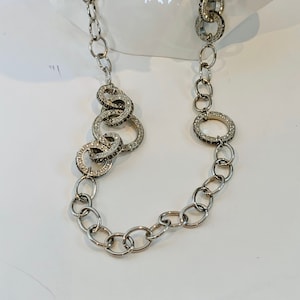 Vintage Long Strand Silver Tone Chico&#39;s Rhinestone Necklace