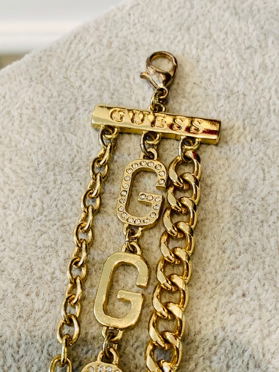 Vintage Guess Gold Tone Multi Chain Link Rhinesto… - image 10