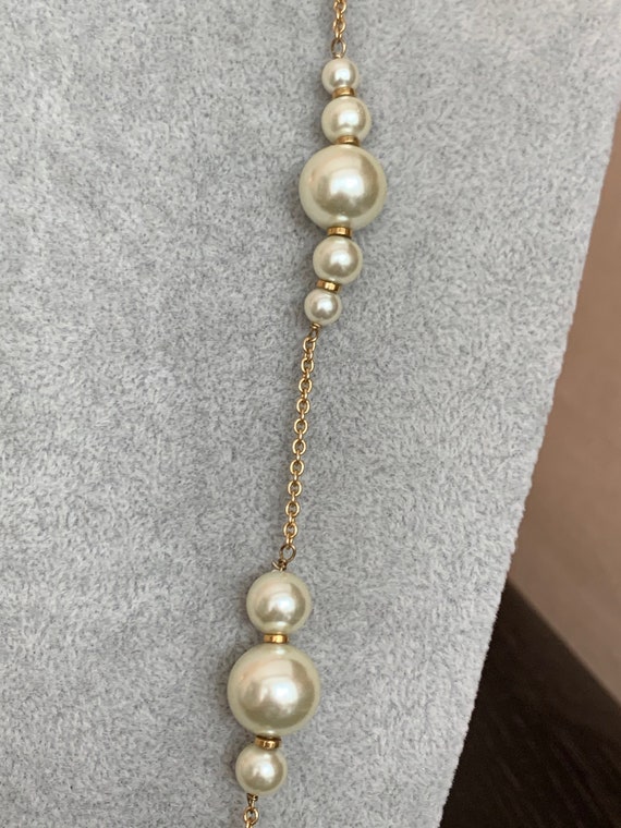 Vintage J Crew Gold Tone Faux Pearl Single Strand… - image 6