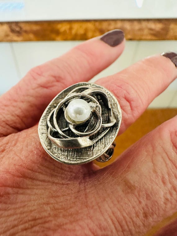 Sterling Silver 925 Statement Artisan Ring With C… - image 7