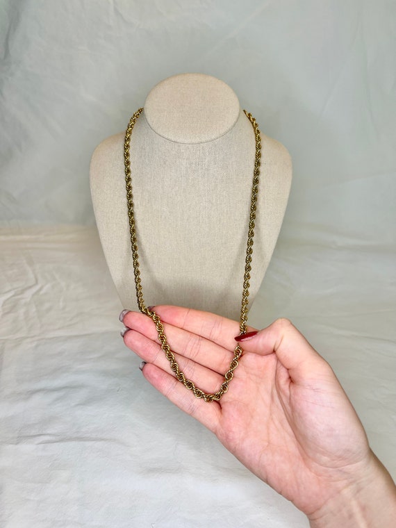 Vintage Gold Tone Monet Chunky Rope Chain Necklace - image 3