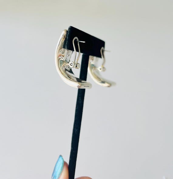 Sterling Silver Large Rounded Rectangular Pierced… - image 3