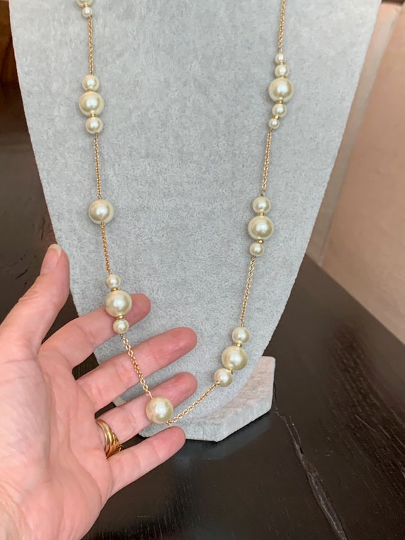 Vintage J Crew Gold Tone Faux Pearl Single Strand… - image 3