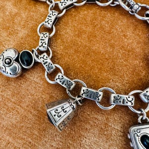 Vintage Brighton Silver Tone Heart Charm Bracelet Toggle Clasp image 6