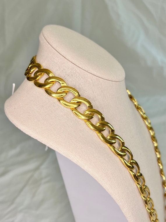 Vintage Napier Gold Tone Chunky Chain Link Neckla… - image 3