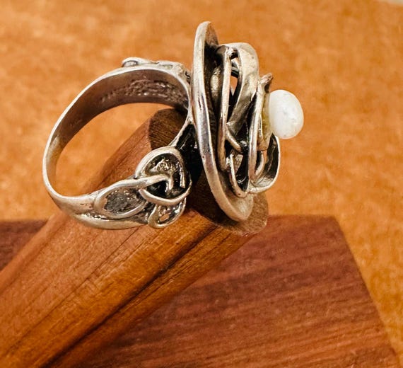 Sterling Silver 925 Statement Artisan Ring With C… - image 2