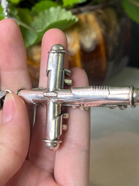 Sterling Silver 925 Large Cross Pendant with 21 Inset… - Gem