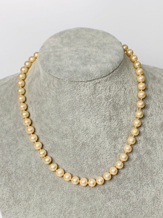 Vintage Marvella String of Faux Pearls with Gold … - image 3