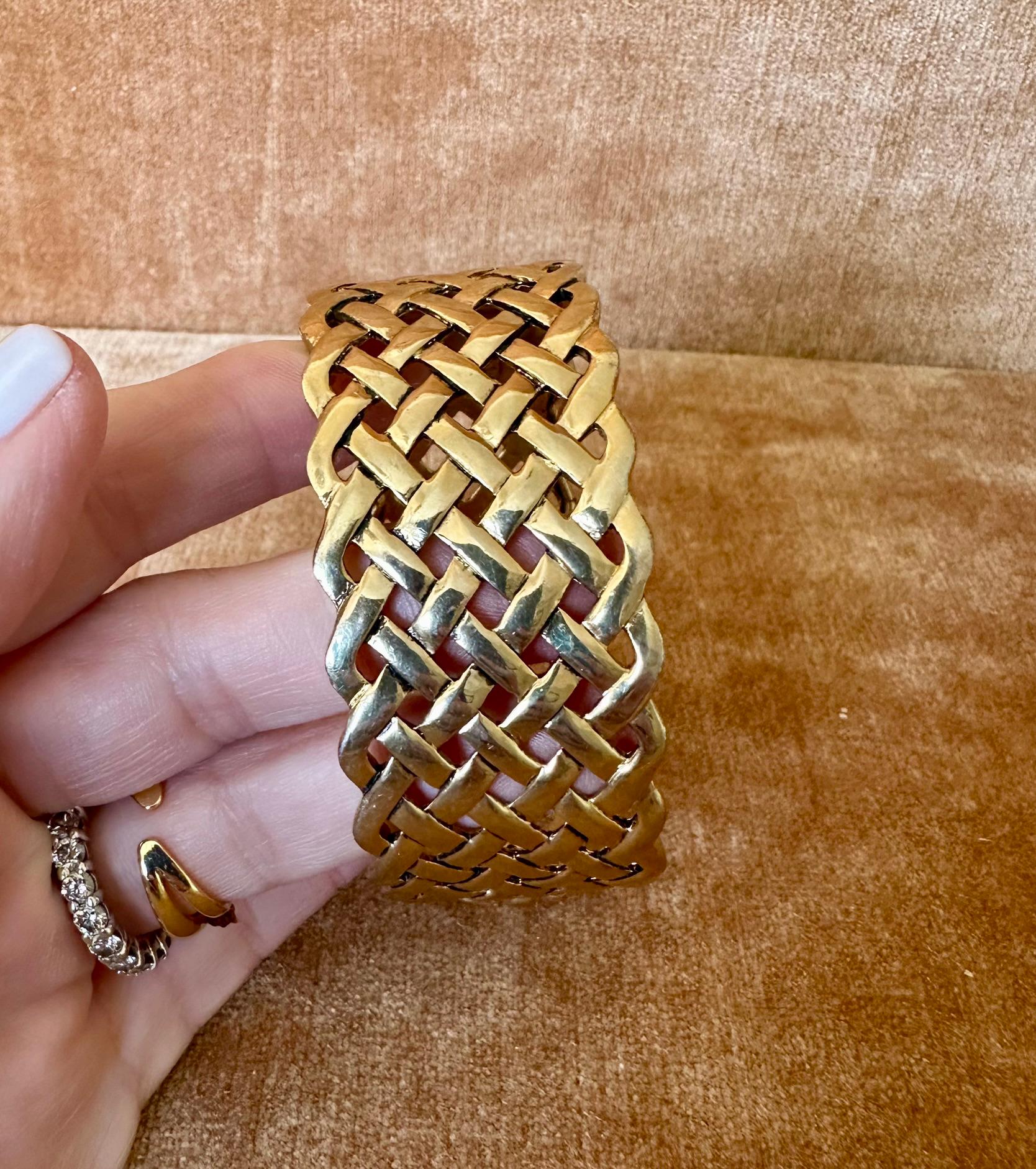 Vintage y2k Monet Gold Tone Braided Cuff Bracelet Vintage Monet Gold Chunky Curb Link Bracelet – Georgie main image 2