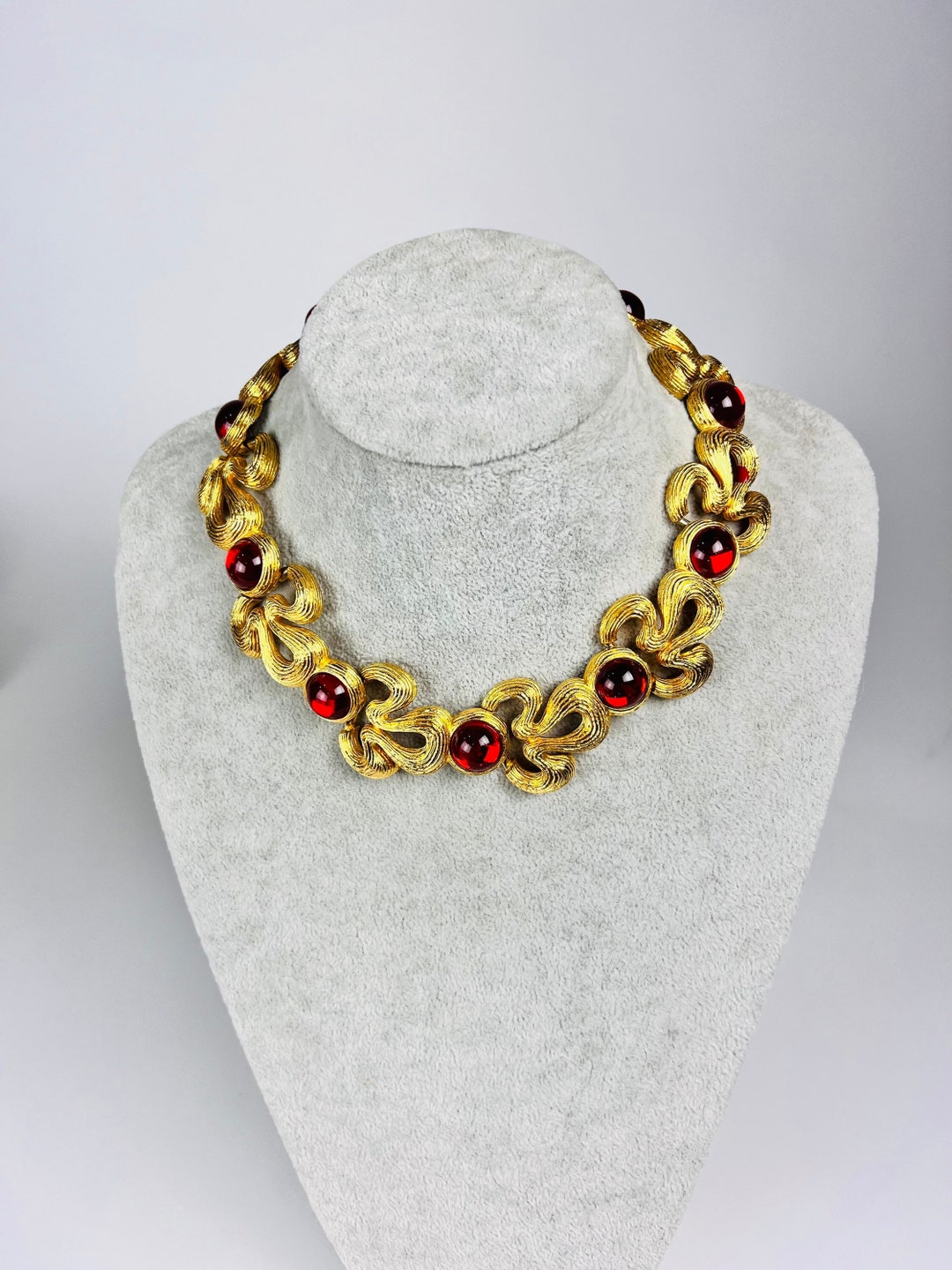 Vintage Statement Givenchy Choker/necklace With Red Glass Etsy