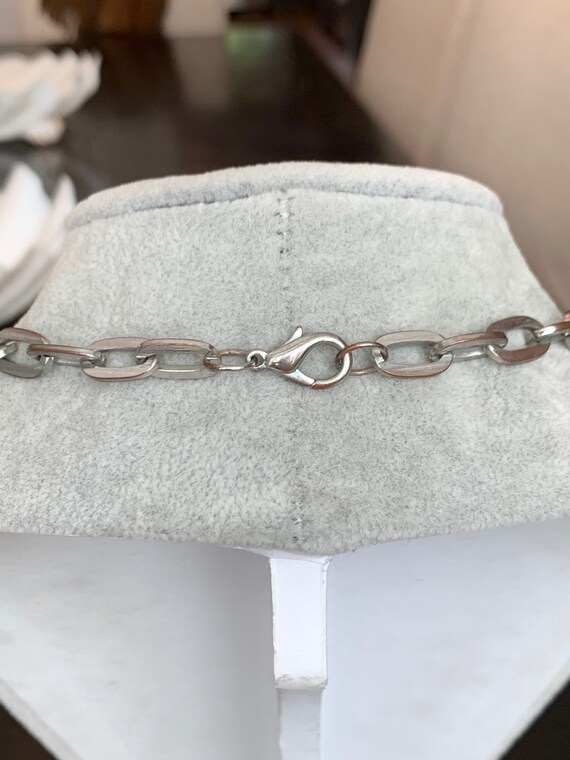 Vintage Silver Tone Lucite Heart Charm Necklace - image 10