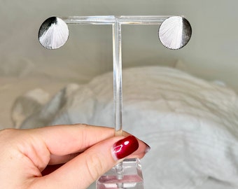 Vintage Monet Silver Tone Circular Post Pierced Earrings with Texture