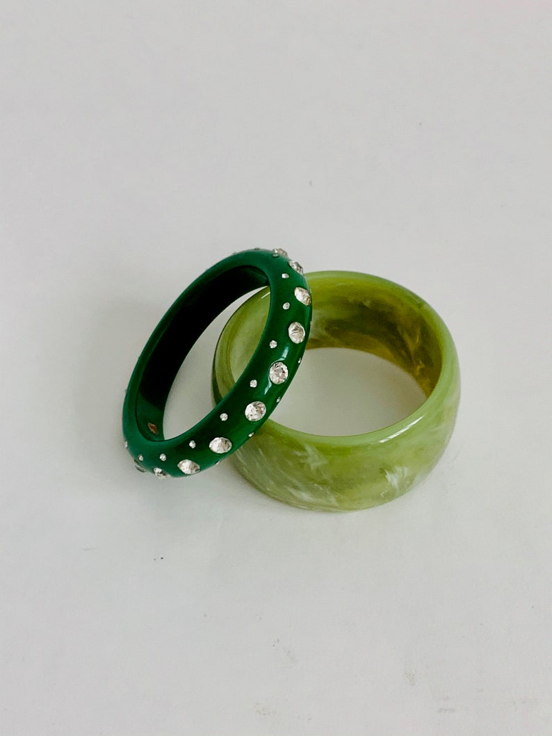 Vintage Green Lucite Bangle Bracelets