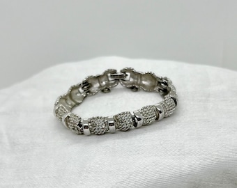 Vintage Monet Silver Tone Textured Link Bracelet