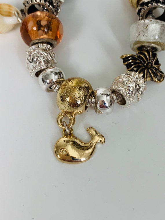 Vintage Silver Tone Ocean Themed Charm Bracelet w… - image 5