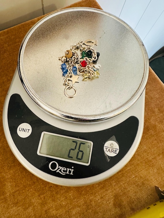 925 Sterling Silver Link Toggle Charm Bracelet - image 11