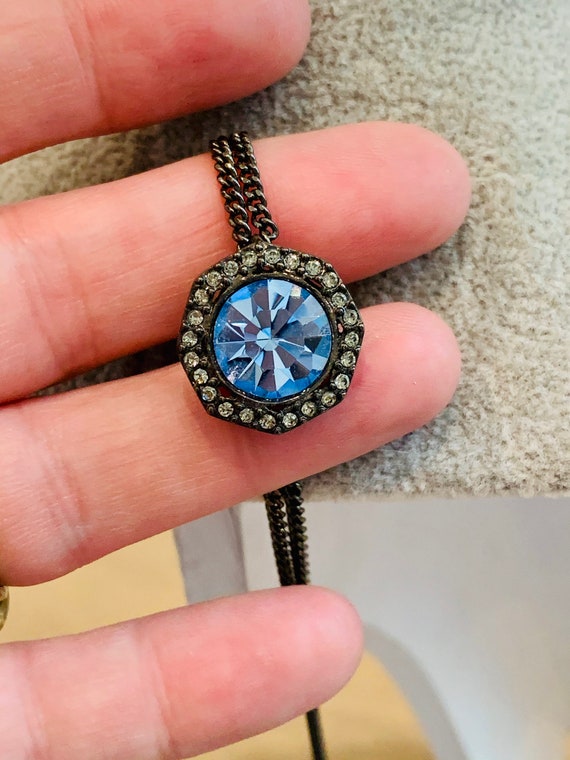 Vintage Givenchy Gunmetal Chain with Blue and Cle… - image 6