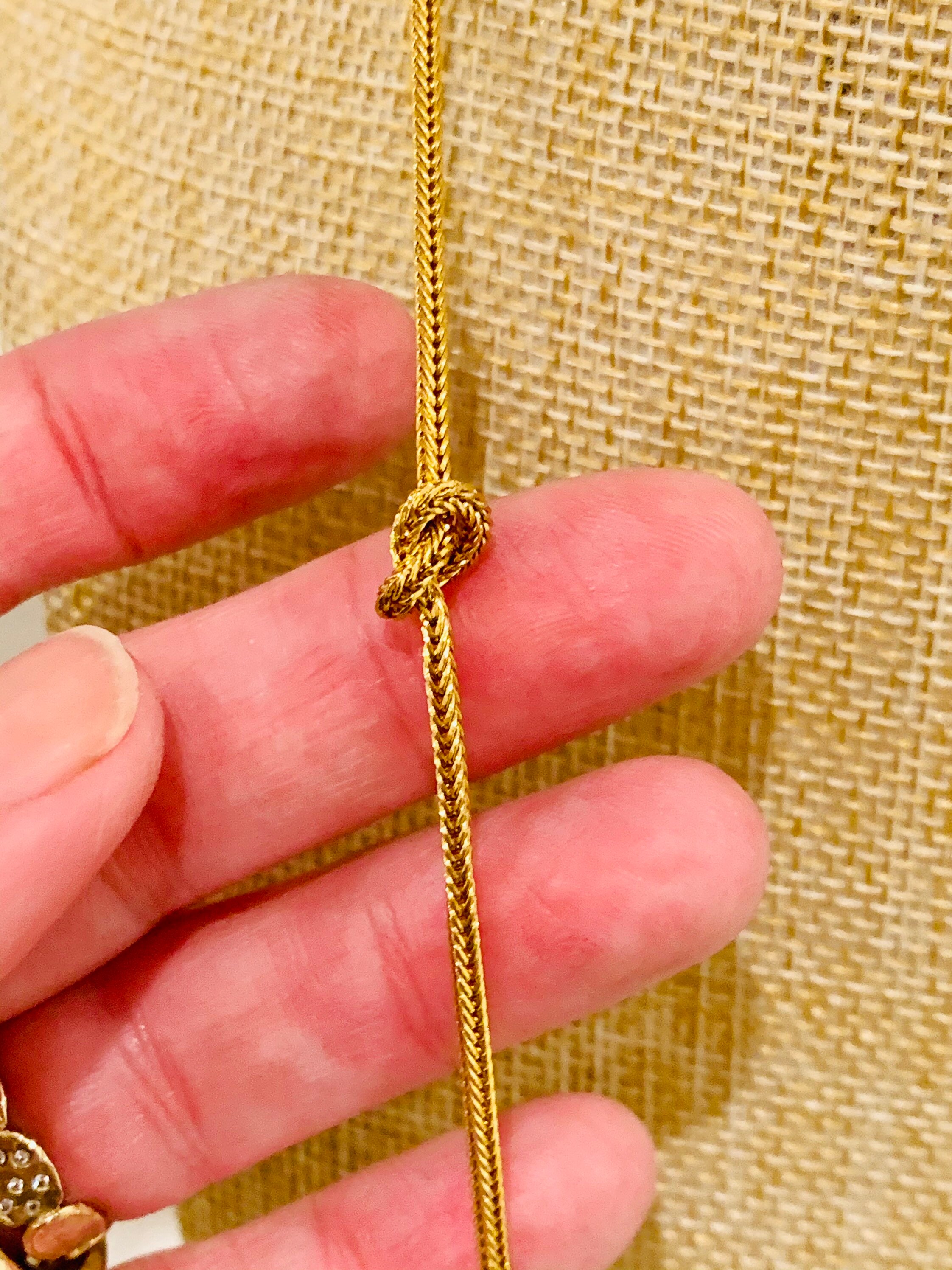 Vintage Long Gold Tone Knotted Chain Link Necklace 36 Etsy