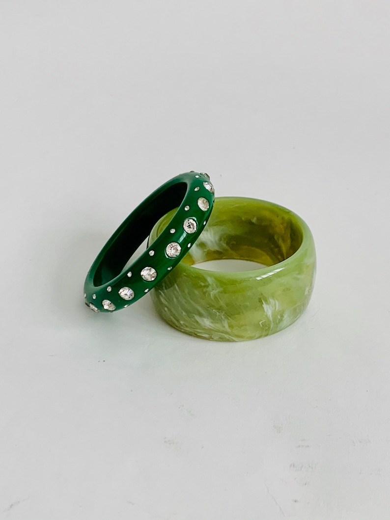 Vintage Green Lucite Bangle Bracelets