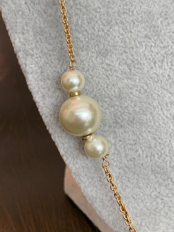 Vintage J Crew Gold Tone Faux Pearl Single Strand… - image 8