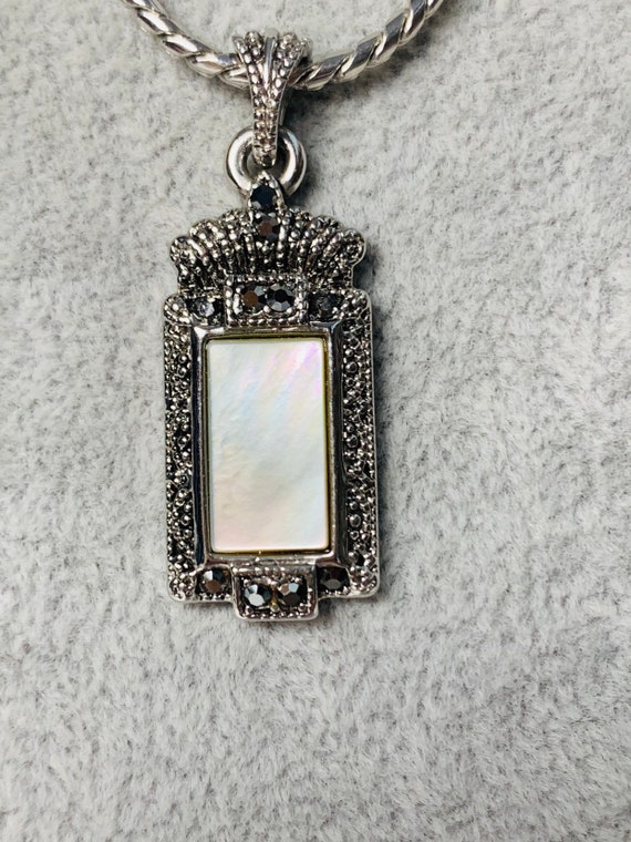 Vintage Cookie Lee Faux Mother of Pearl Silver To… - image 4