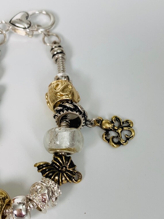 Vintage Silver Tone Ocean Themed Charm Bracelet w… - image 3