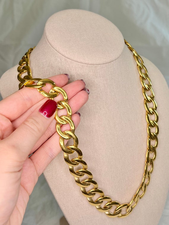 Vintage Napier Gold Tone Chunky Chain Link Neckla… - image 4