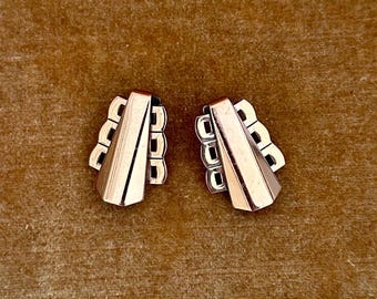 Vintage Renoir Copper Modernist Clip On Earrings