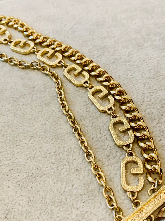 Vintage Guess Gold Tone Multi Chain Link Rhinesto… - image 9