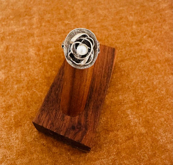 Sterling Silver 925 Statement Artisan Ring With C… - image 5