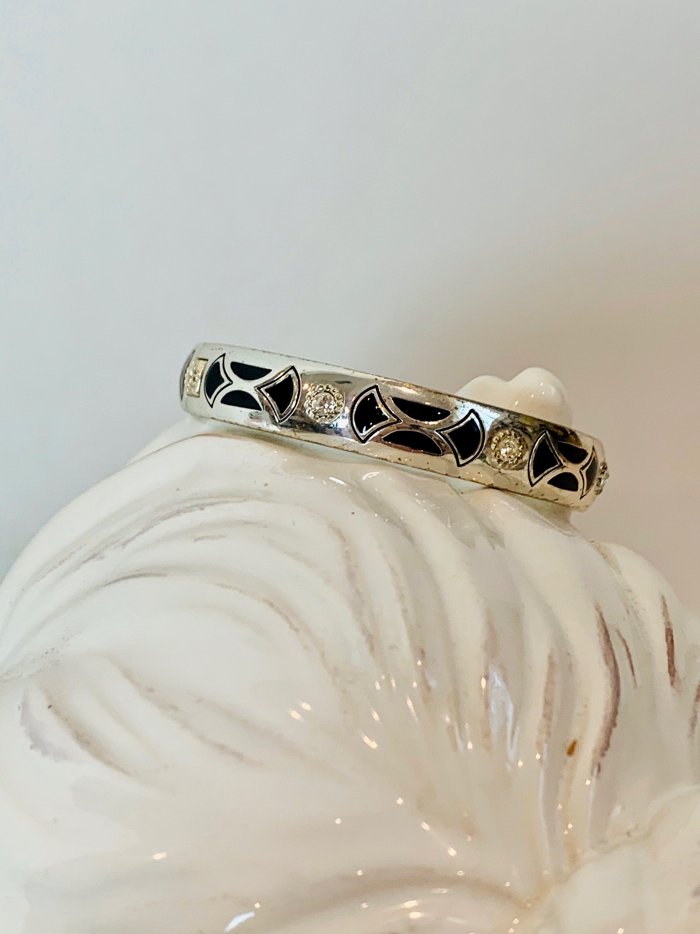 Vintage Brighton Silver Tone Hinged Bangle with Black Stones | Etsy