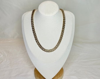 Vintage Gold Tone "M" Cuban Chain Link Necklace