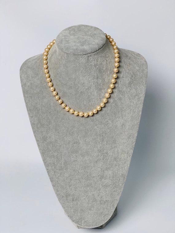 Vintage Marvella String of Faux Pearls with Gold T