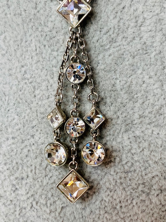 Vintage Givenchy Silver Tone Rhinestone Drop Dang… - image 5