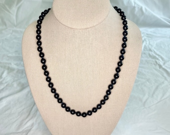 Vintage Lady Remington Navy Blue Lucite Beaded Necklace with Silver Tone Clasp