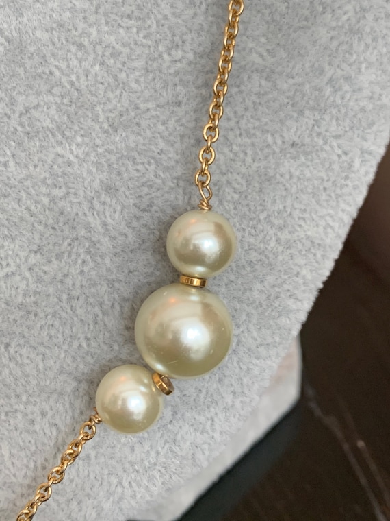 Vintage J Crew Gold Tone Faux Pearl Single Strand… - image 5