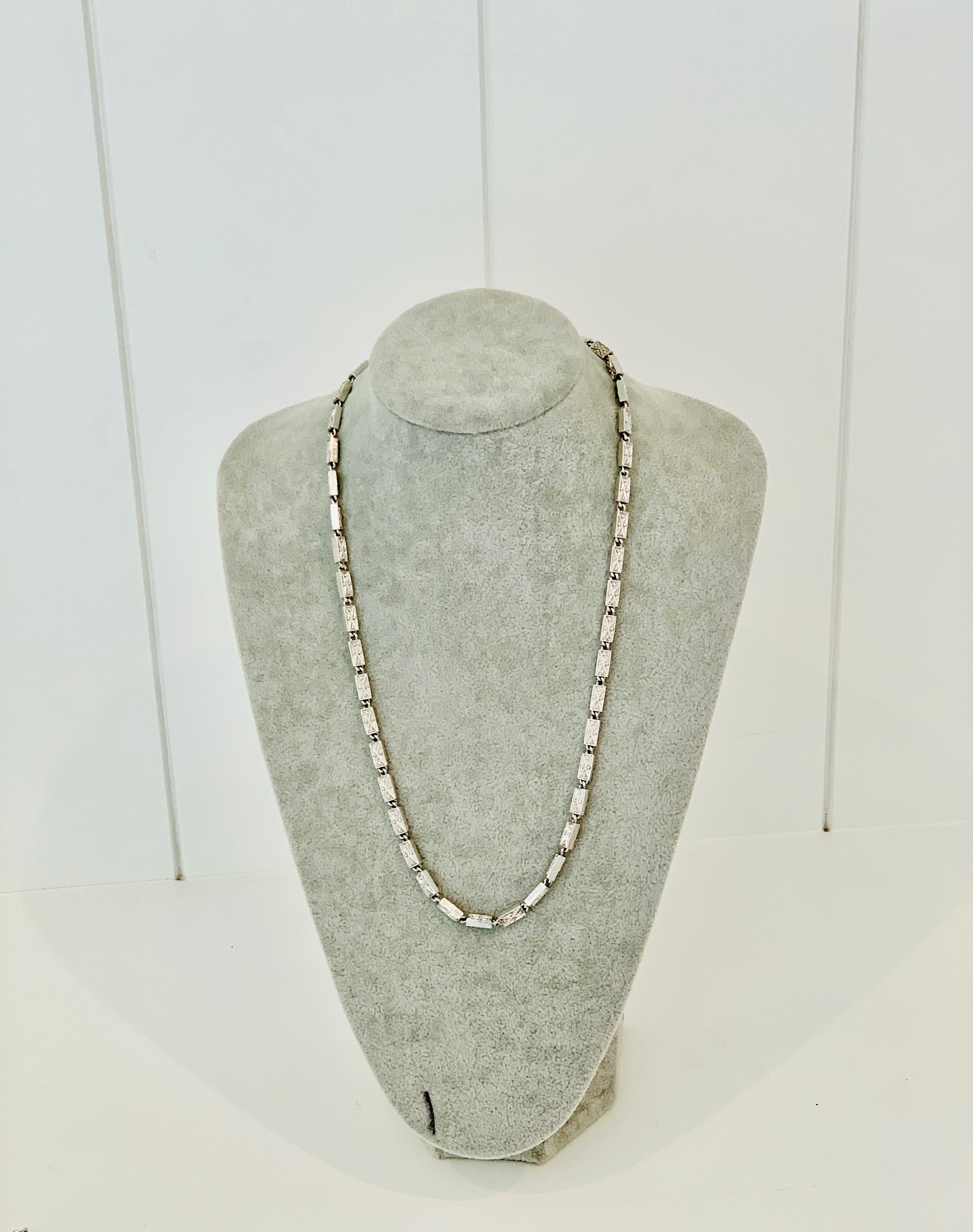 Vintage Silver Tone Chain Link Necklace Etsy