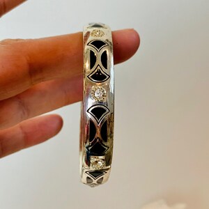 Vintage Brighton Silver Tone Hinged Bangle With Black Stones and ...