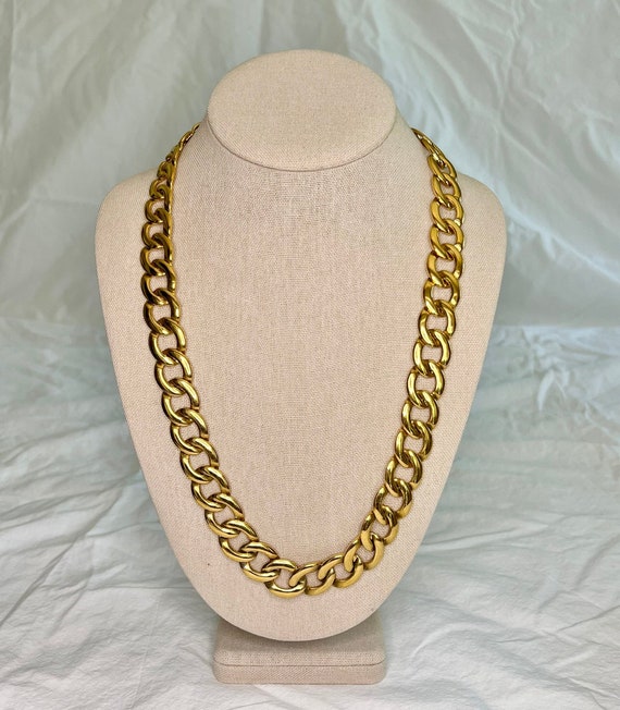 Vintage Napier Gold Tone Chunky Chain Link Neckla… - image 1