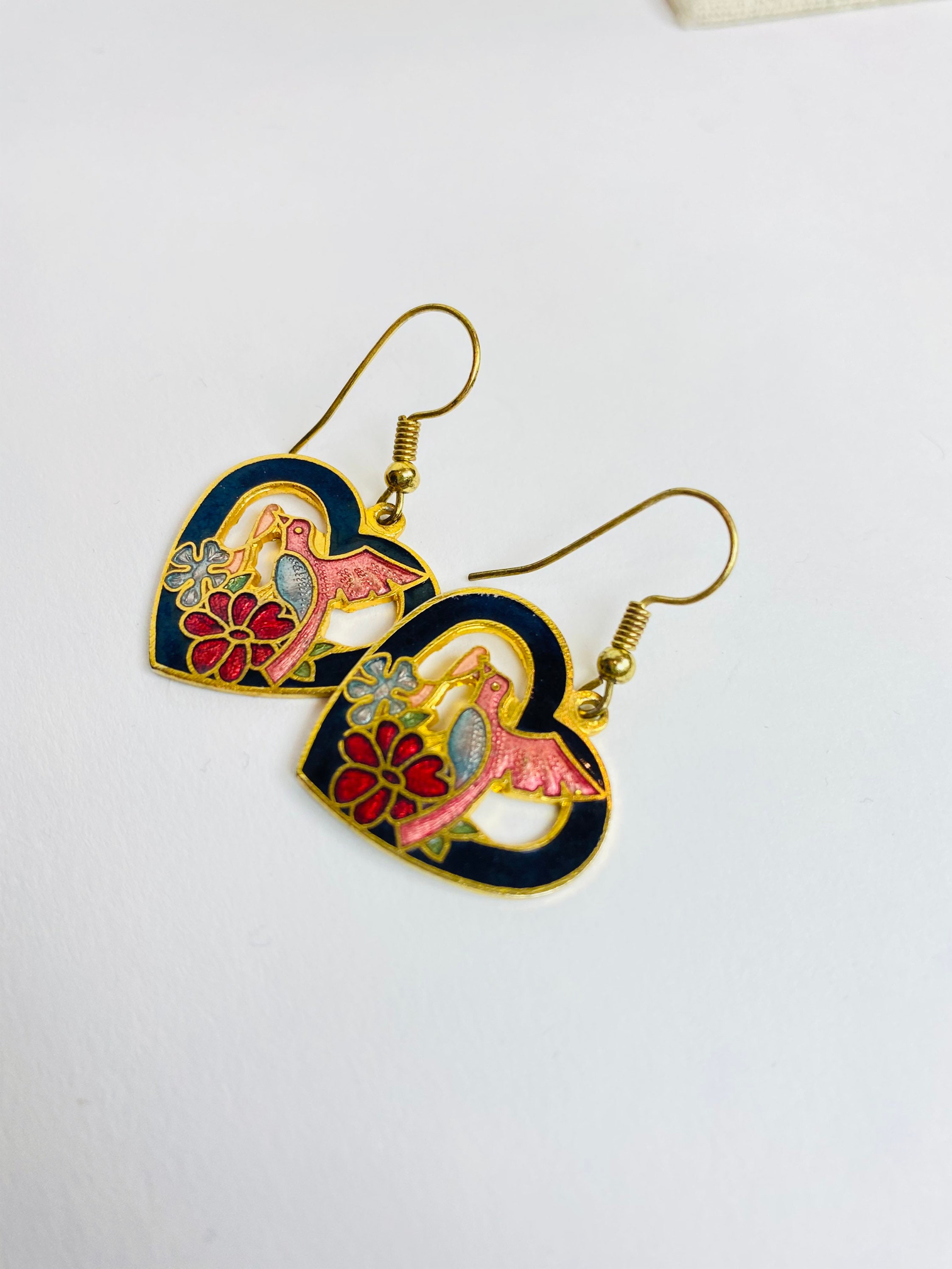 Vintage Trio of Hand Painted Enamel Floral Pierced Earrings Etsy