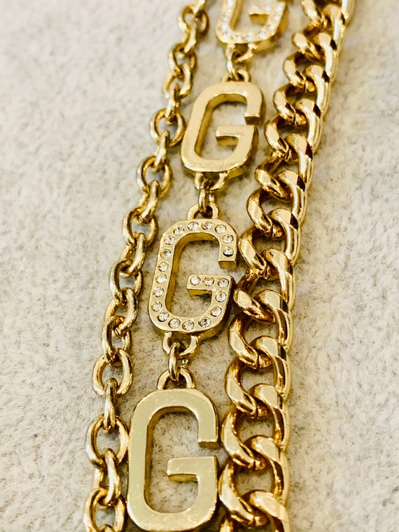 Vintage Guess Gold Tone Multi Chain Link Rhinesto… - image 7