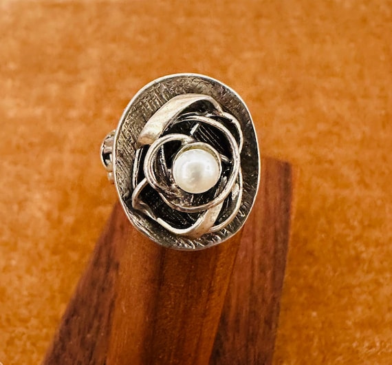 Sterling Silver 925 Statement Artisan Ring With C… - image 4