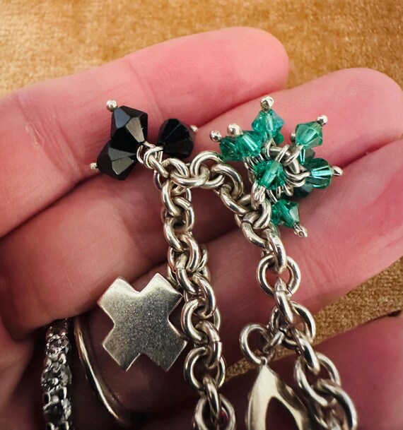 925 Sterling Silver Link Toggle Charm Bracelet - image 3