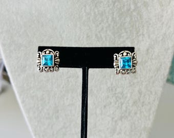 Steve Sasco Sterling Silver 925 Blue Topaz Post Earrings