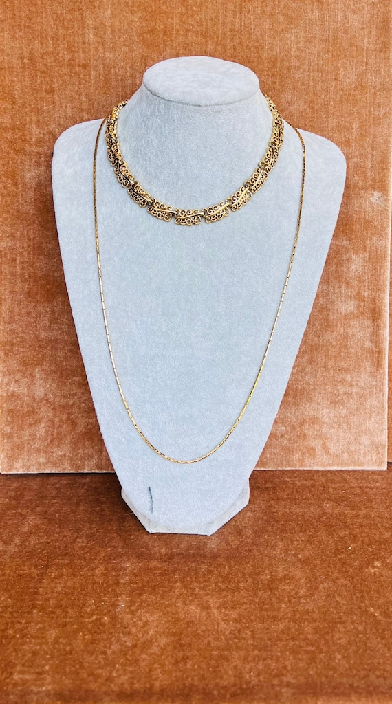 Two Vintage Monet Gold Tone Chain Necklaces