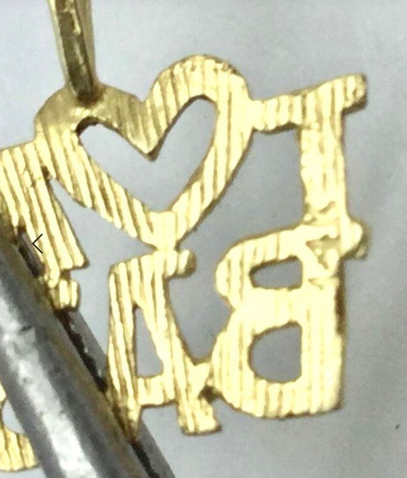 Vintage 14K gold I Love My Baby Pendant Charm .5 … - image 4