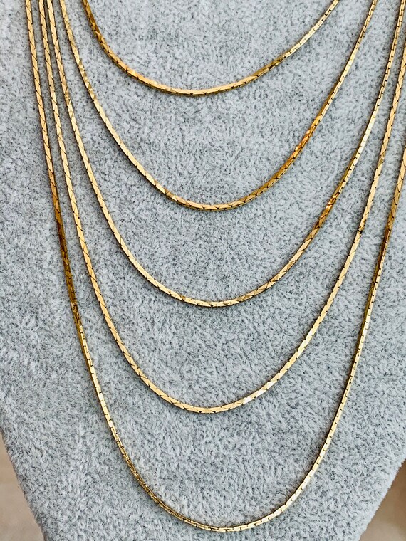 Vintage Gold Tone Multi Strand Layered Box Chains - image 4