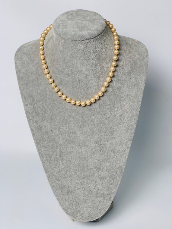 Vintage Marvella String of Faux Pearls with Gold … - image 2