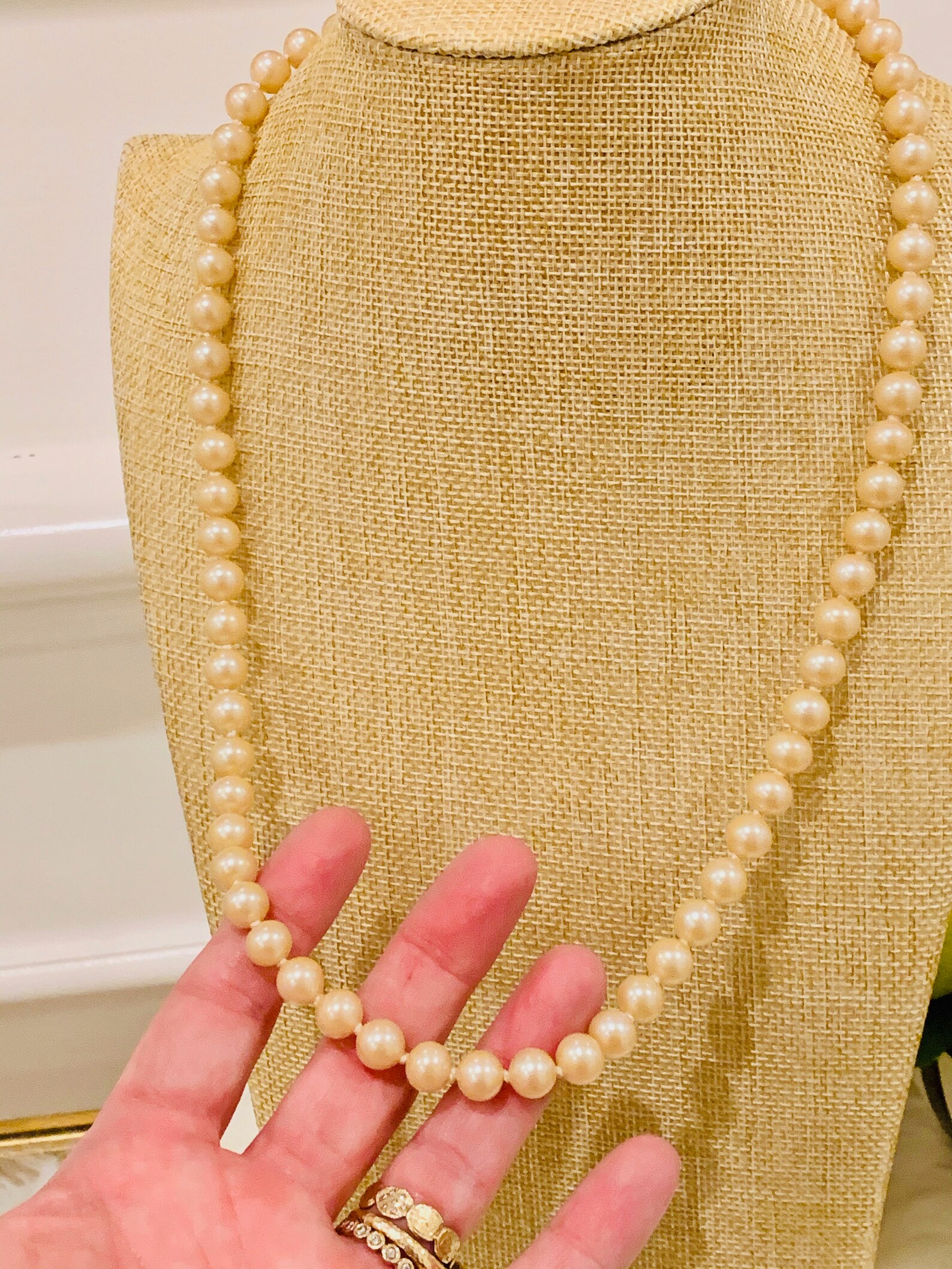 Vintage Marvella Single Strand of Pearls with Rhinestone Clasp Etsy