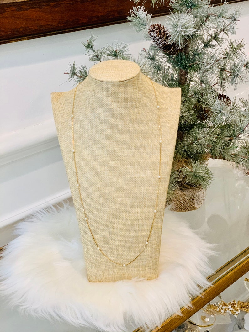 Vintage Napier Gold Tone Chain with Faux Pearls 29